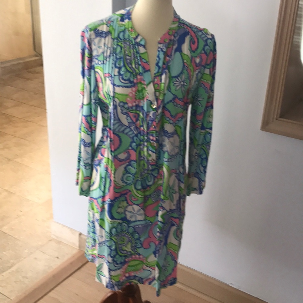 Lily Pulitzer long sleeve turquoise blue dress